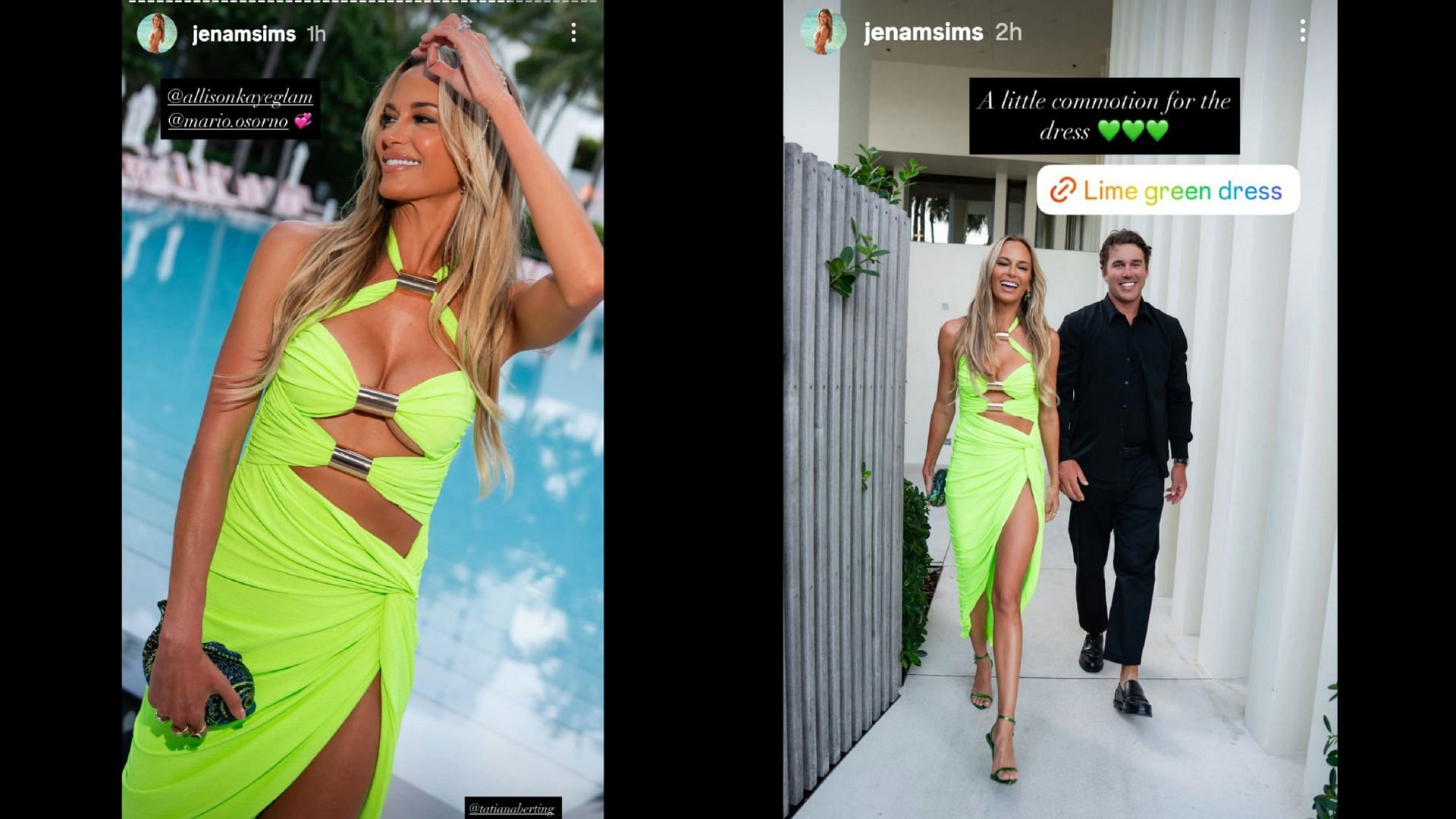 Screenshot from Sims Instagram showing her dress/IG: @jenamsims